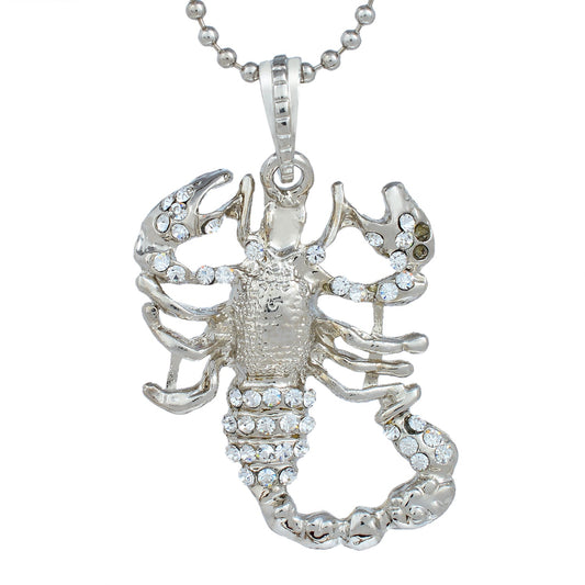 CZ studded Scorpion design stylish chain pendant necklace