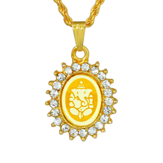 Gold plated CZ studded Ganesh Ganpati pendant