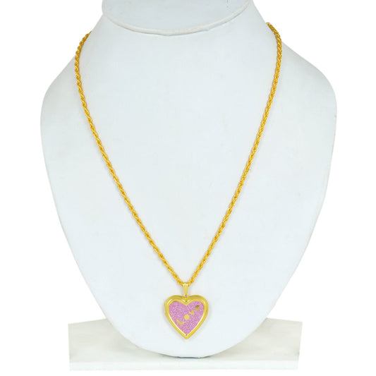 Gold plated Pink Drussy Foil Love embossed openable Heart Locket chain pendant