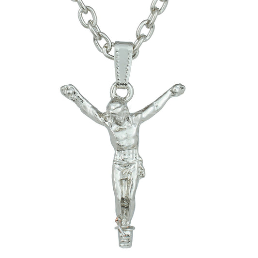 Silver plated Jesus Piece Anchor chain pendant necklace