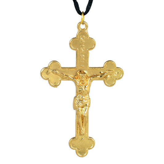 Brass Gold Tone Jesus Christ Crucifix Cross locket chain Pendant