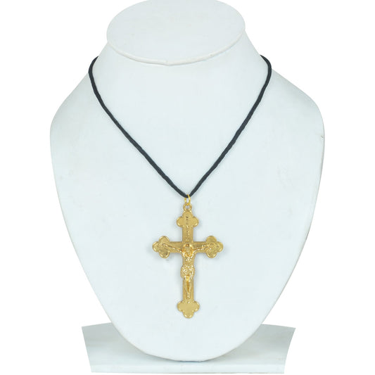 Brass Gold Tone Jesus Christ Crucifix Cross locket chain Pendant