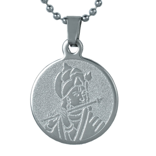 Silver plated coin Lord Krishna Religious God Pendant with Chain