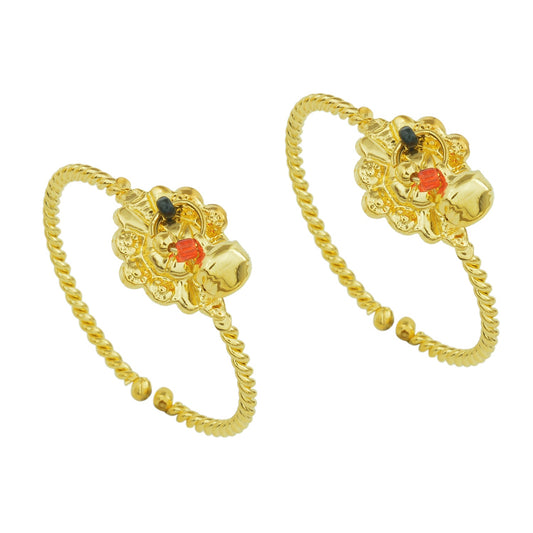 Gold Plated Twisted Wires Handmade flowershape ghungroo Nazariya Charm for Kids