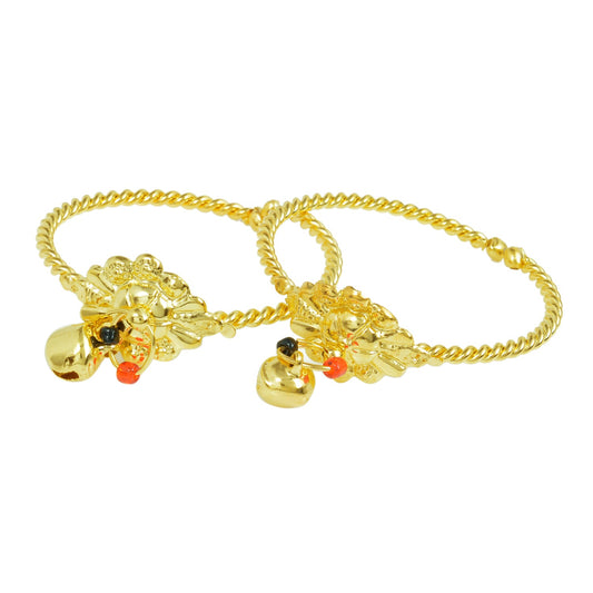 Gold Plated Twisted Wires Handmade flowershape ghungroo Nazariya Charm for Kids