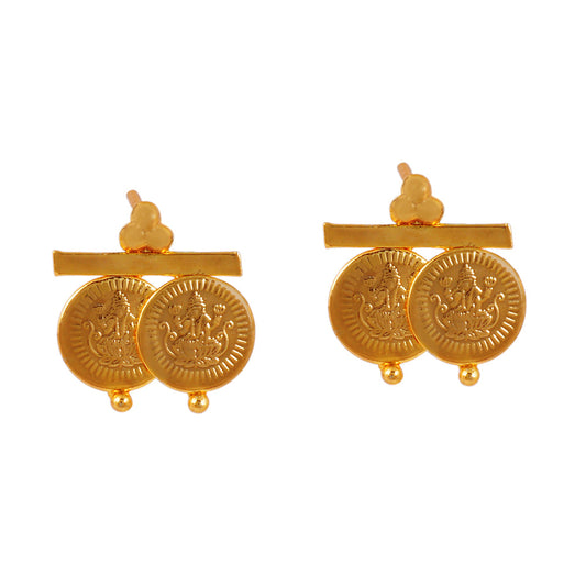 lakshmi Gold plated two coin Laxmi Earring