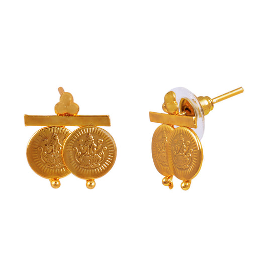 lakshmi Gold plated two coin Laxmi Earring