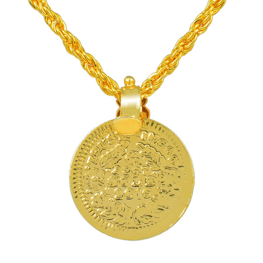 Gold plated Lakshmi Laxmi coin reversible both side wearable light weight (7.5gm) real gold look chain pendant