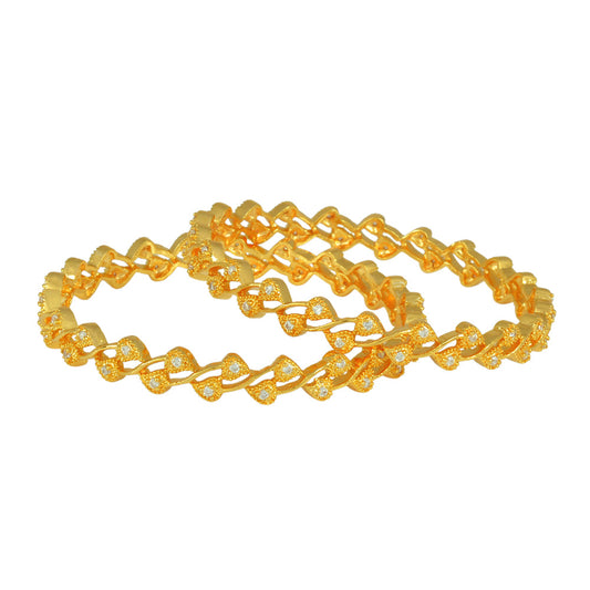 Gold Plated CZ Studded Flower Vine Style kada Bangle