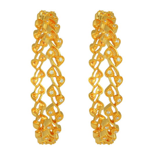 Gold Plated CZ Studded Flower Vine Style kada Bangle