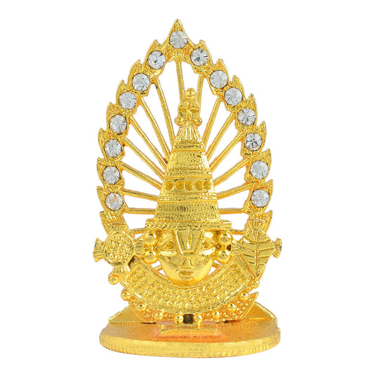 CZ studded ,Gold plated Brass Tirupati Balaji Lord Venkateshwara image idol