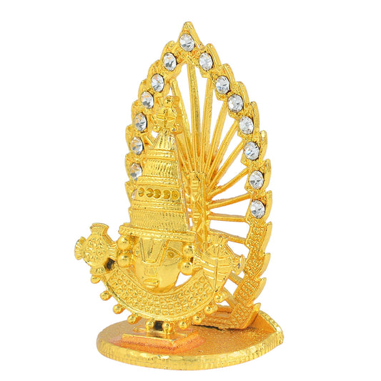 CZ studded ,Gold plated Brass Tirupati Balaji Lord Venkateshwara image idol