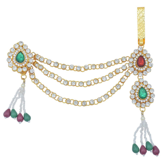 Gold Plated, CZ Pearls Kundan Half Kamarbandh Women