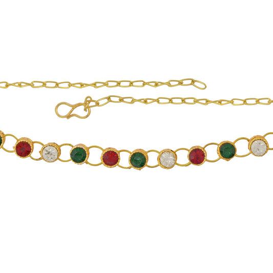 Gold Plated Faux Ruby Emerald and Imitation Diamond Ethic Kamarpatta Kamarbandh