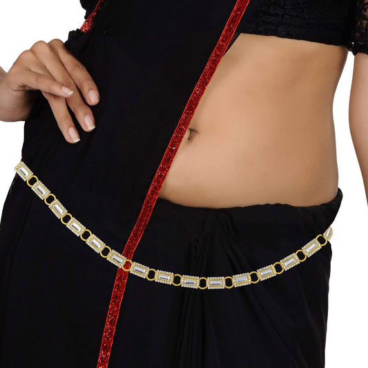 Gold Plated Imitation Diamond Ethic Kamarpatta Waistbelt Kamarbandh