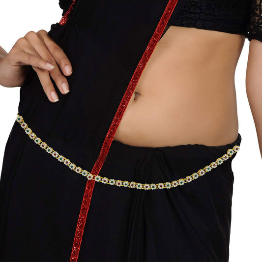 Gold Plated Brass, Multi Colour CZ, Flower Design,Stylish Waistbelt, kamarpatta, Traditional kamarbandh Women