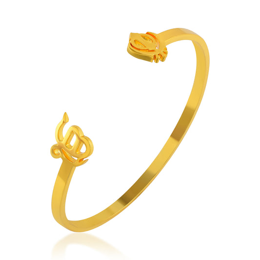 Sikh Kada in Stainless Steel Micron Gold Plated Adjustable Cuff Bracelet (KDDM3868)