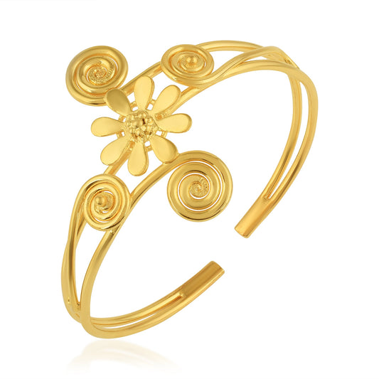 Brass Goldplated Floral Adjustable size Women Cuff Kada bracelet