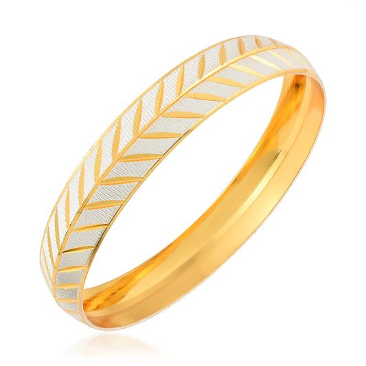 Pure Brass Dual tone Broad Bangle Kada for Men (KDNI8234)