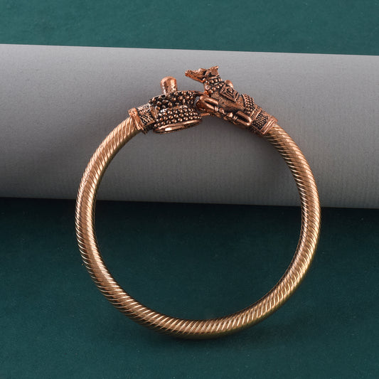 Pure Copper Hindu Spiritual Shiva Symbols Nandi and Shivling Design Kada (KDNI8241)