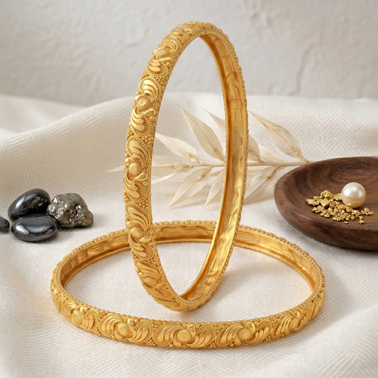 Brass handcrafted Traditional 1 Gram Gold Bangle Kada set (KDSV1363)