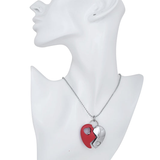 Stainless Steel Silver and red tone, Hide and seek two parts, couple inside, Stylish Pendant