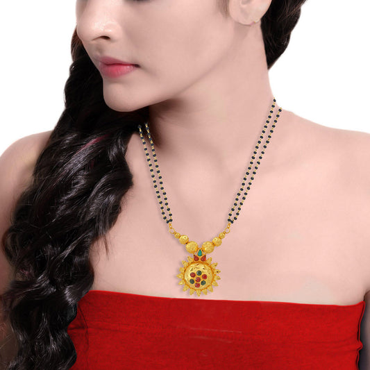 Gold plated, CZ Sun design Traditional Mangalsutra Women