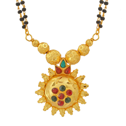 Gold plated, CZ Sun design Traditional Mangalsutra Women