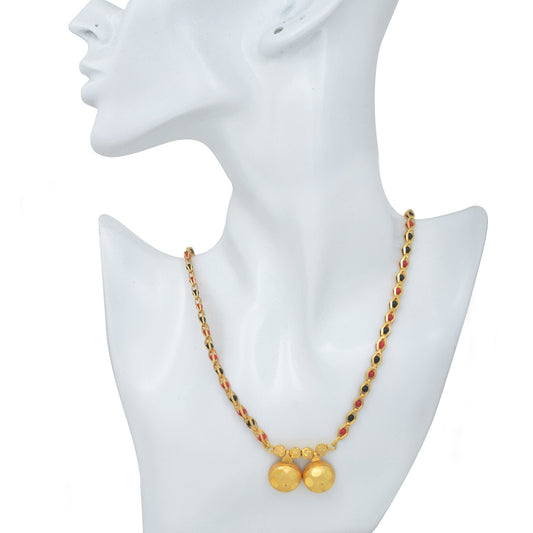 Micron Gold two Wati, Colourful beaded Suhagan long Mangalsutra