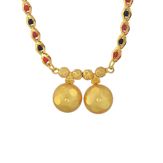 Micron Gold two Wati, Colourful beaded Suhagan long Mangalsutra