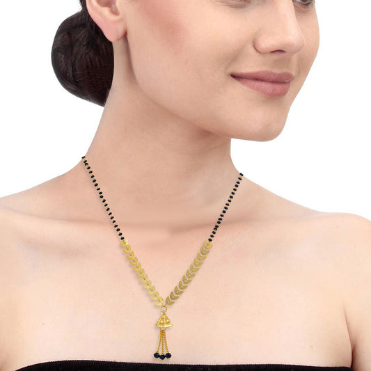 Gold plated leaf design short Traditional Mangalsutra Women