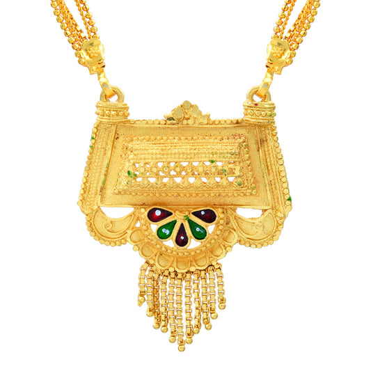 Gold plated Royal Rajasthan fort inspired traditional Meena and Filigree Mangalsutra