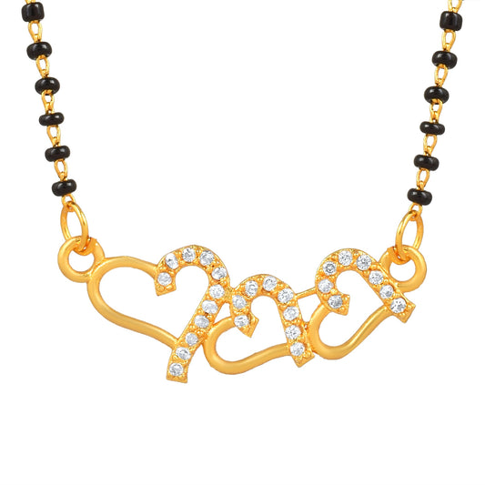 Brass Goldplated CZ Heartshape Mangalsutra Fashion