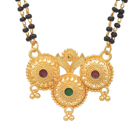 Gold plated three Wati Stylish Traditional Mangalsutra Women