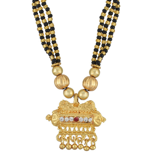 Gold plated, simple and sleek short choker Mangalsutra