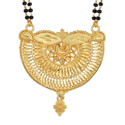 Gold plated Hand Chilai Work, Big size Tanmaniya Mangalsutra