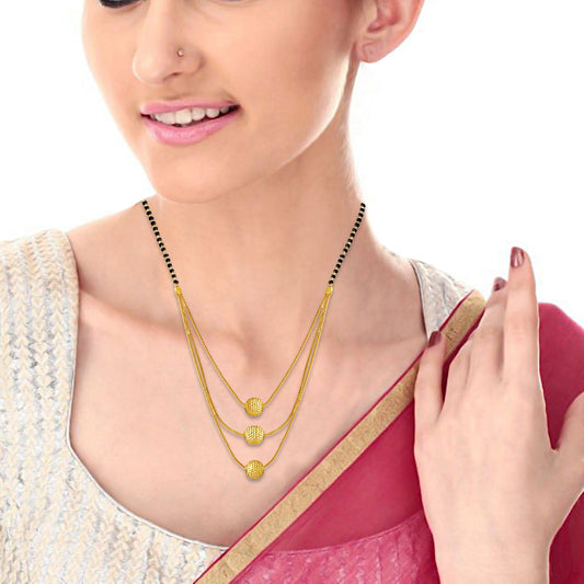 Gold plated Carved beads Jahnvi Fashion Mangalsutra Women