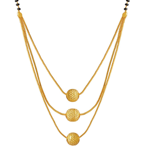 Gold plated Carved beads Jahnvi Fashion Mangalsutra Women