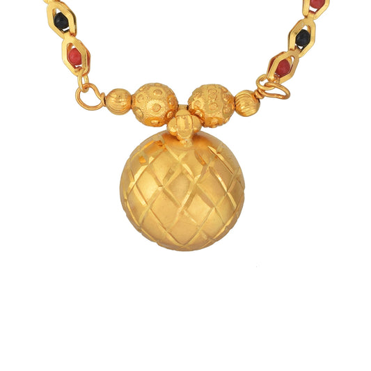 Gold plated, Single Super Big Wati, Criss Cross design Traditional Tanmaniya Mangalsutra