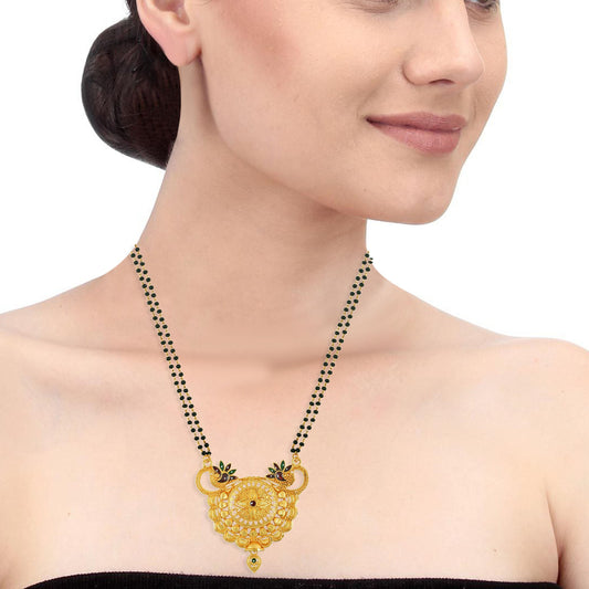 Gold plated, Handmade Peacock Motif Meenakari Bold Traditional Mangalsutra