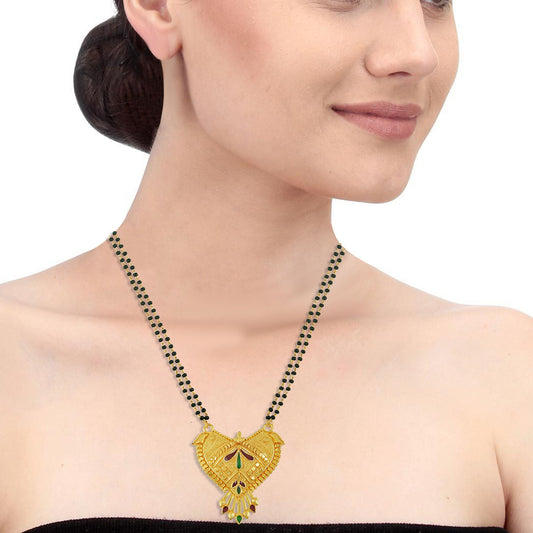 Gold plated, Hand crafted Heartshape Meenakari Traditional Mangalsutra