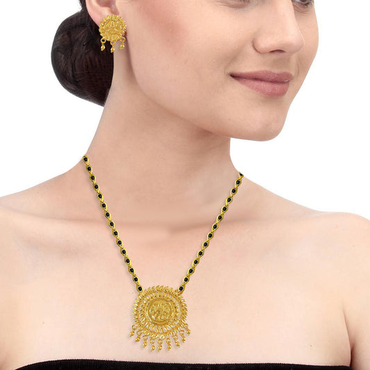 Gold plated Sun design Lakshmi Mangalsutra set Women