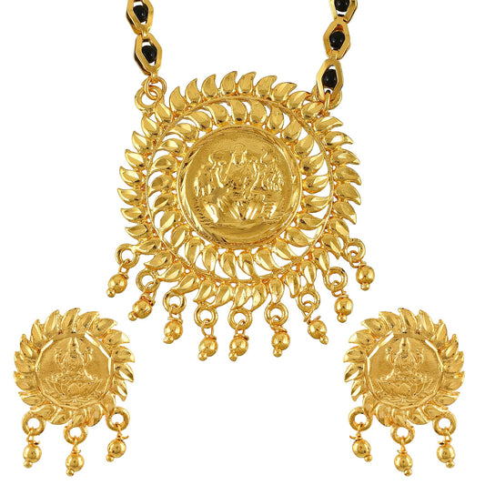 Gold plated Sun design Lakshmi Mangalsutra set Women