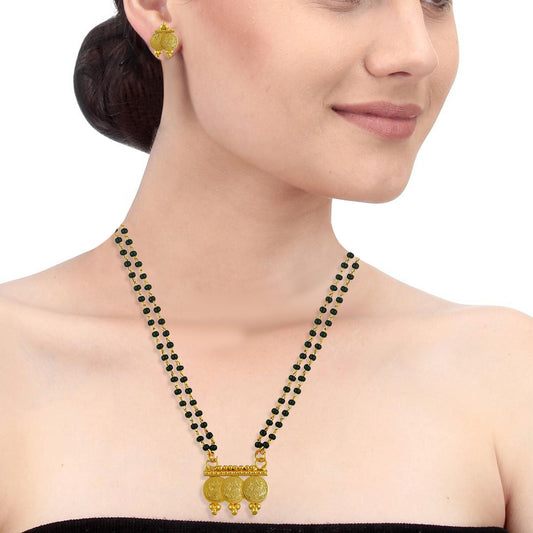 Gold plated Three coin Lakshmi Mangalsutra Women Traditional