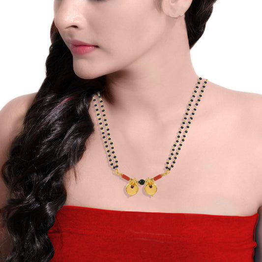 Gold plated Red CZ two Wati Traditional Mangalsutra Women