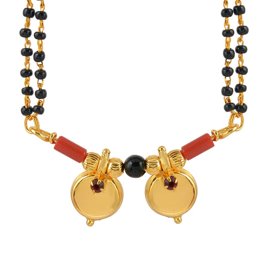 Gold plated Red CZ two Wati Traditional Mangalsutra Women