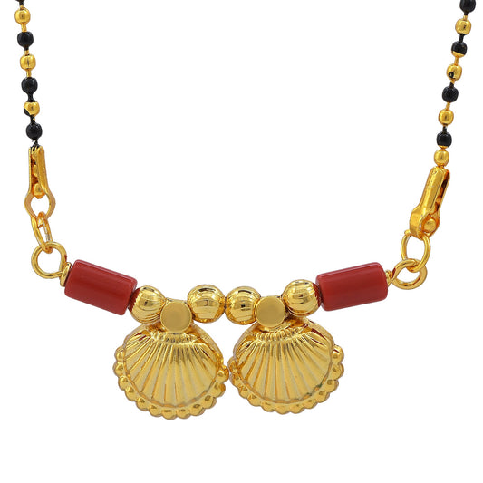 Gold plated Fan shaped double wati Fashion Mangalsutra