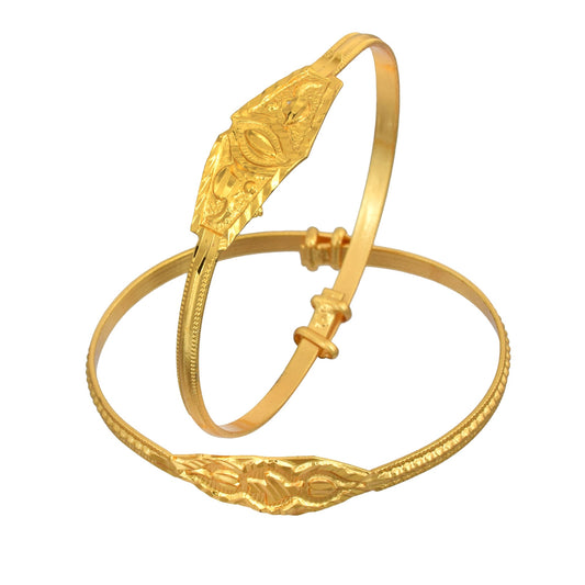 Gold Plated Brass Grooved Adjustable Free Size Nazariya