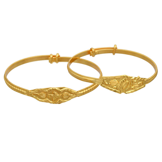 Gold Plated Brass Grooved Adjustable Free Size Nazariya