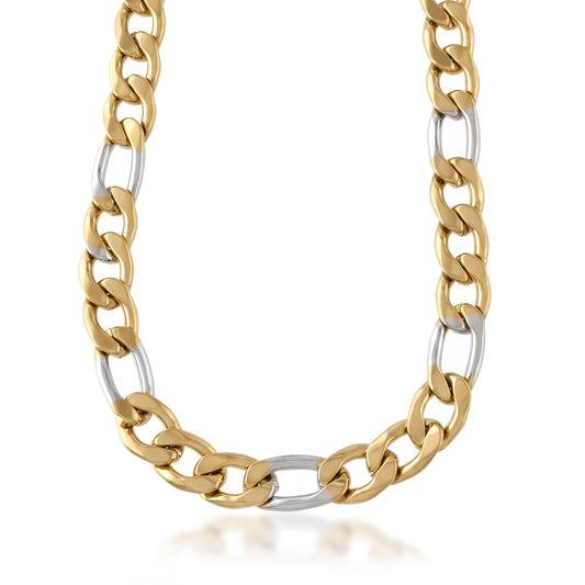 Premium Brass Chain Necklace – Dual Tone Gold & Silver Plated (NKCG4392)